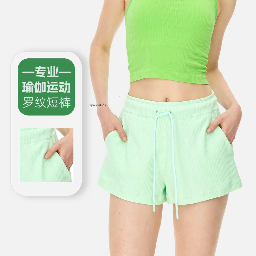 Lulumon Shorts NK Spring/Summer New Sports Yoga Women's Loose、Lise、Drawstring Waist Pocket Shorts