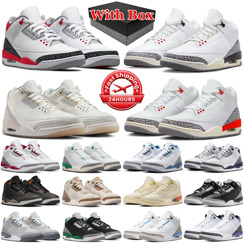 With box basketball shoes sneakers men women White Cement Reimagined Fire Red Ivory Midnight Navy Georgia Peach Palomino Rio mens sports outdoors trainers