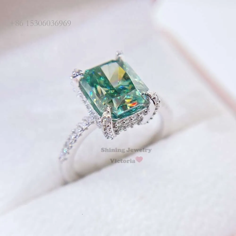 GRA certyfikowana biżuteria ślubna 10k 14k biały złoty zielony pierścionek zaręczynowy