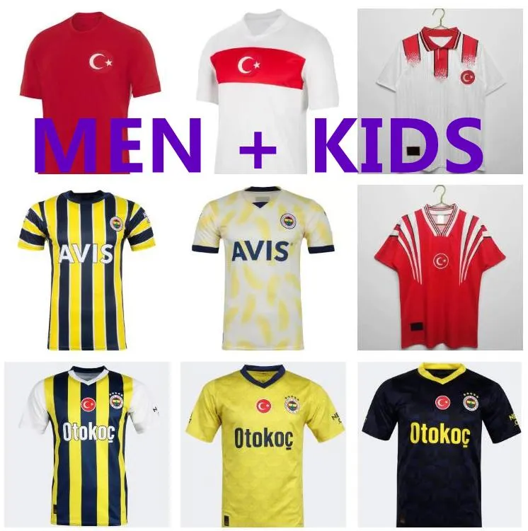 24 25 Turkey soccer jerseys 2024 club Fenerbahce DZEKO CAMISETAS DE FUTBOL Mesut Ozan Tufan Perotti Samatta Camiseta football shirts retro Turkiye 1996 man kids kit