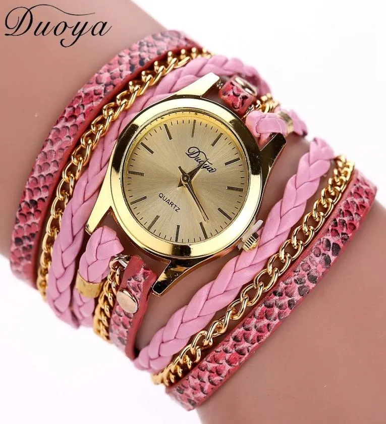 Vine Multilayer Wristwatch Weave Wrap Noit Skórzany bransoletka zegarki dla dziewcząt1841432