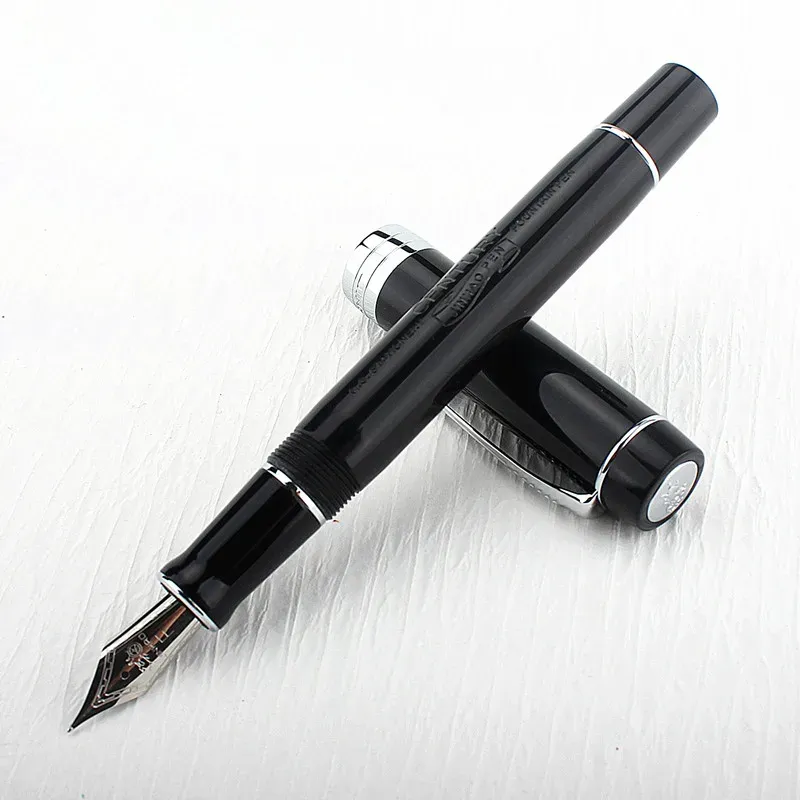 Pens Hochwertige Business Jinhao 100 Acrylbrunnen Stift Farbe Spin Goldener Pfeil mit Jinhao Logo Kalligraphie Office Supplies Stift