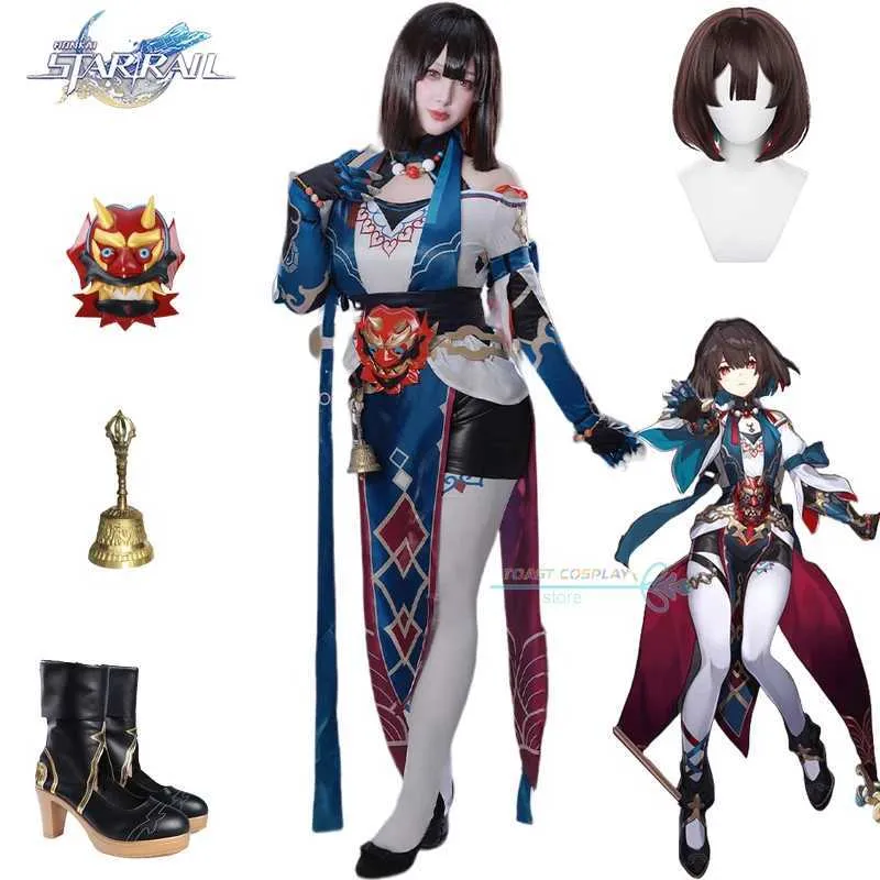 Costumi anime Xueyi Honkai Cosplay Game Honkai Star Rail Xueyi Cosplay Come Haltown Party Outfits Come Wig Shoes Full Set per donne Y240422