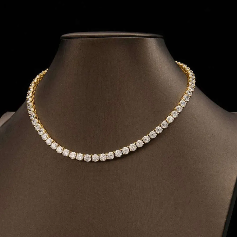 Złoty łańcuch tenisowy MOISSANITE Naszyjnik 925 18K Gold Certified 2,5 mm 3 mm 4 mm 5 mm 6,5 mm Tennis Choker Drobna biżuteria