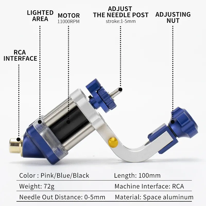 Máquina Profissional Rotária Tattoo Máquina Forte Motura Confortável Adequada para Trabalho de Longação Para Tatuagem de Arte Corporal Gun