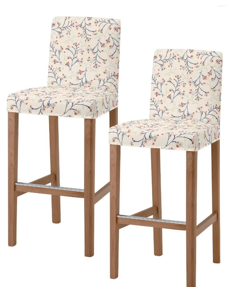 Chair Covers Art Botanical Floral Plant Bar Stool Elastic Short Backrest Seats Protector For Home Dining Room