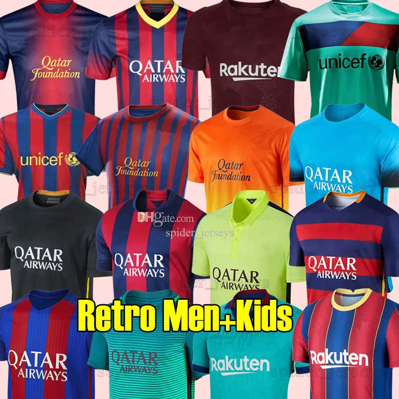 Finals Retro Soccer Jerseys 2009 10 11 12 13 14 Xavi Ronaldinho Guardiola Puyol A.iniesta Maillot de Foot 2015 16 17 18 19 David Villa 2020 21 Toichkov Kids Kits