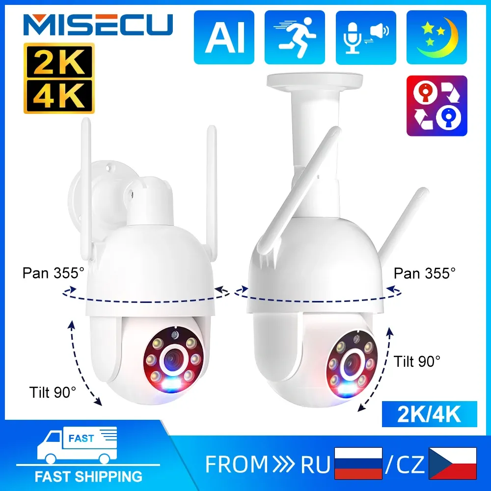 Kamery MIMECU 8MP 4MP WiFi Surveillance Cameras Outdoor Wodoodporna kamera IP Noc Pełna kolor kamera Wi -Fi P2P Onvif ICSEE