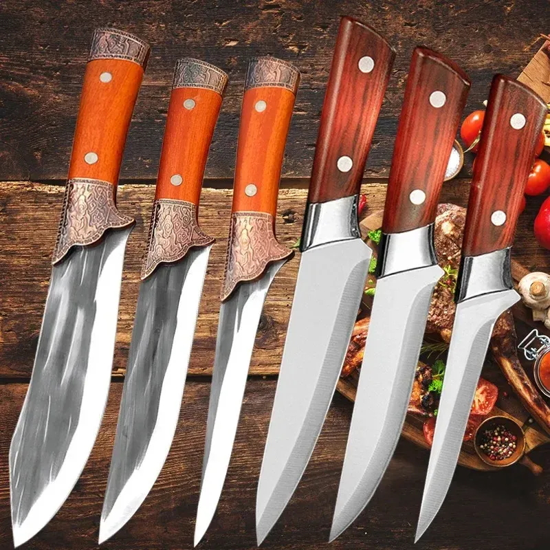 Accessoires à désossin falsification couteaux couteaux couteaux barbecue outil de pêche en acier inoxydable boucher couteau à tranche faite à la main