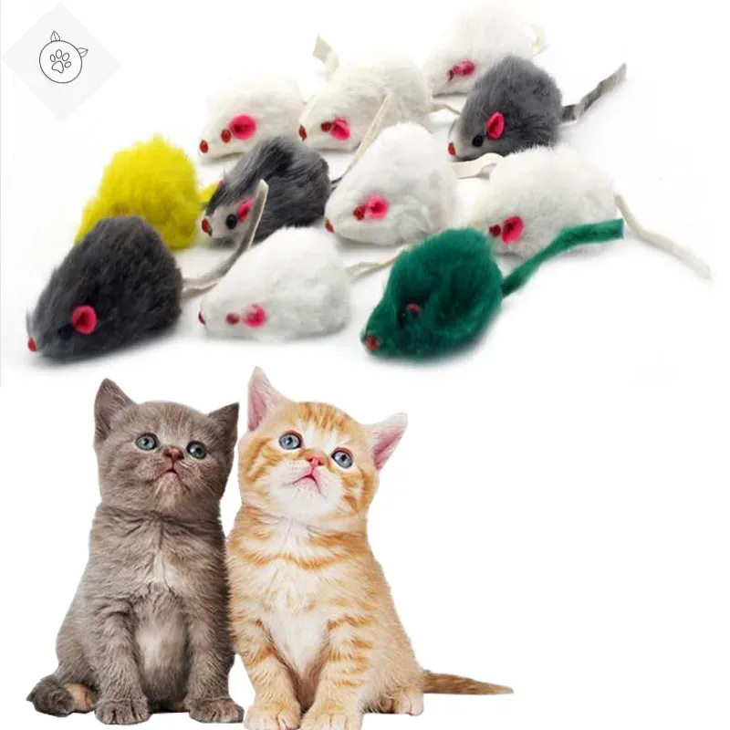 Toys SuperDog 5pcs/set Funny Rabbit Fur False Mouse Pet Toys Mini Juguetes Funny Playing For Cats Kitten Pet Accessories