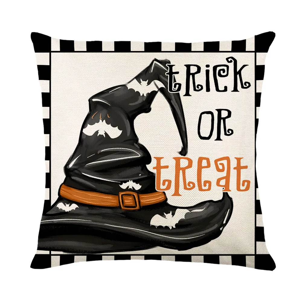 Halloween Letter Afdrukkussen Kussen Linten Kruis grens Grens Decor Bandkussen Kussen Cover Living Room Slaapkamer Kussen Land