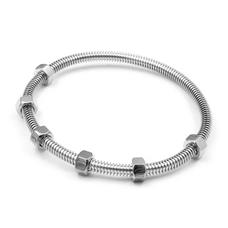 Brazalete creativo de acero inoxidable con titanio acero plateado 18k para parejas para hombres y brazalete de diseño de nueces