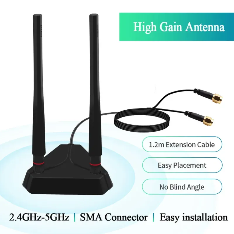 Routers High Gain 2.4G/5Ghz Dual Band 6DBI SMA Omnidirectional External Antenna Cable For PCIE Desktop Wifi Adapter Wireless Router AP