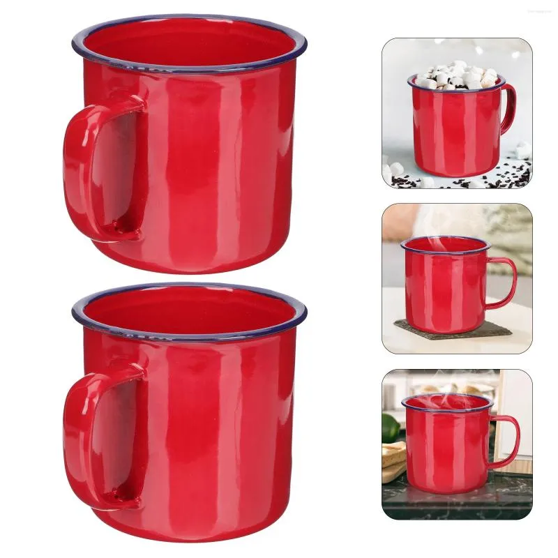 Mokken 2 PCS Espresso Concentraat Vintage Email Mok Water Cup Travel Warmte-resistente koffie Huishouder Kantoor