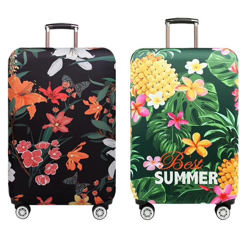 Accessori Butterfly Love Flower Suitcase Copertura tropicale Pinanta Spessa Elastica da viaggio elastico Teaggio di protezione per il bagaglio per 18 "32" bagagli xt913