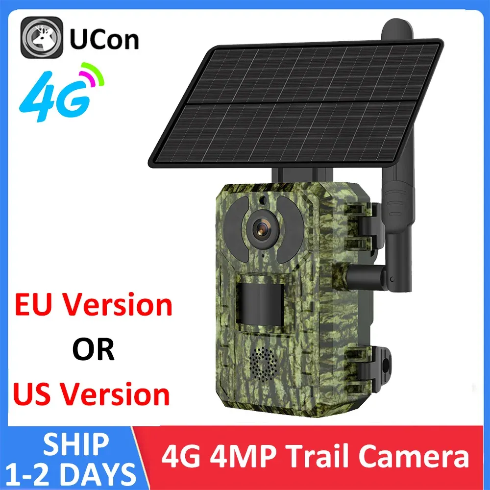 Camera's 4G Sim Card LTE Cellular 4W Solar 7800mAh Batterij Outdoor Hunting Trail Motion Activated Night Vision 4MP IP66 Wildlife Camera