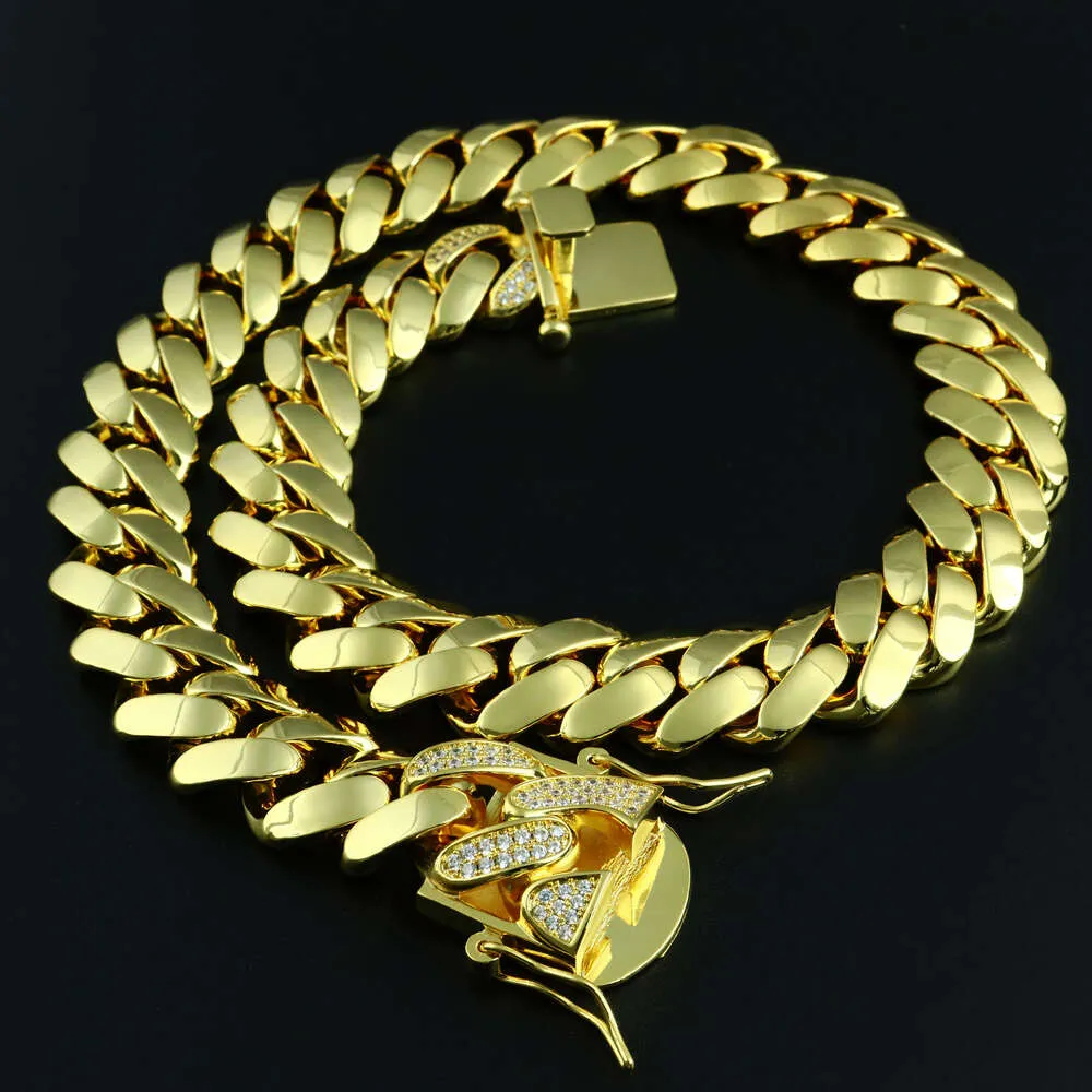 20 mm 16 mm 10 mm hurtowy dławik 18K Złota Złota Gold Cuban Link łańcuch 24K Gold Fine Jewelry Miami Cuban Chain Naszyjnik
