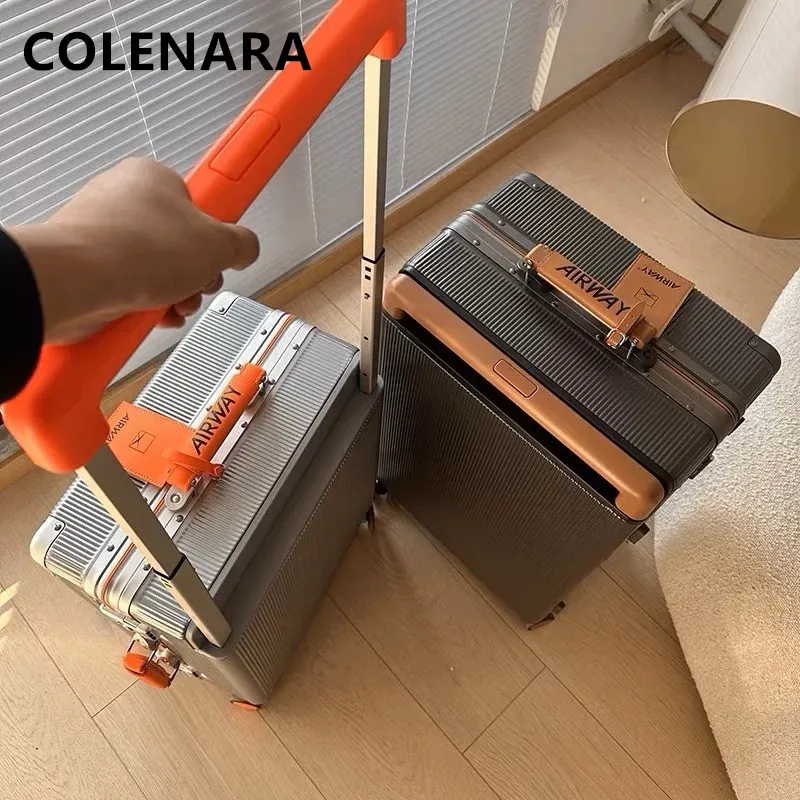 Gepäck Colenara 20 "24" 26 "28 Zoll Rolling Gepäck Neues Aluminium Rahmen Business Trolley Fall Universal Box mit Rädern Koffer