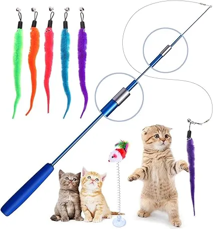 AIWO Bacchetta per Gatti Interattiva Feather Wand Gattino Pet