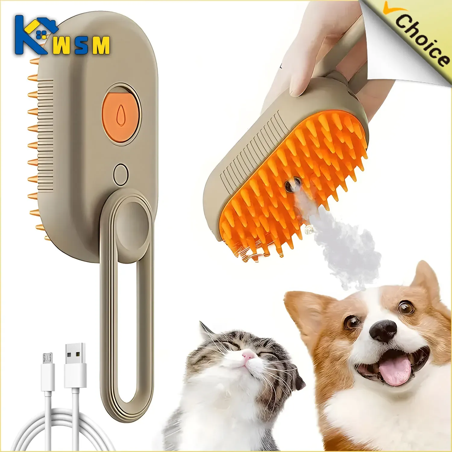 Grooming Steamy Dog Brush Electric Spray Cat Hair Brush 3 In1 Dog Steamer Brush For Massage Pet Grooming Ta bort trasslat och lösa hår