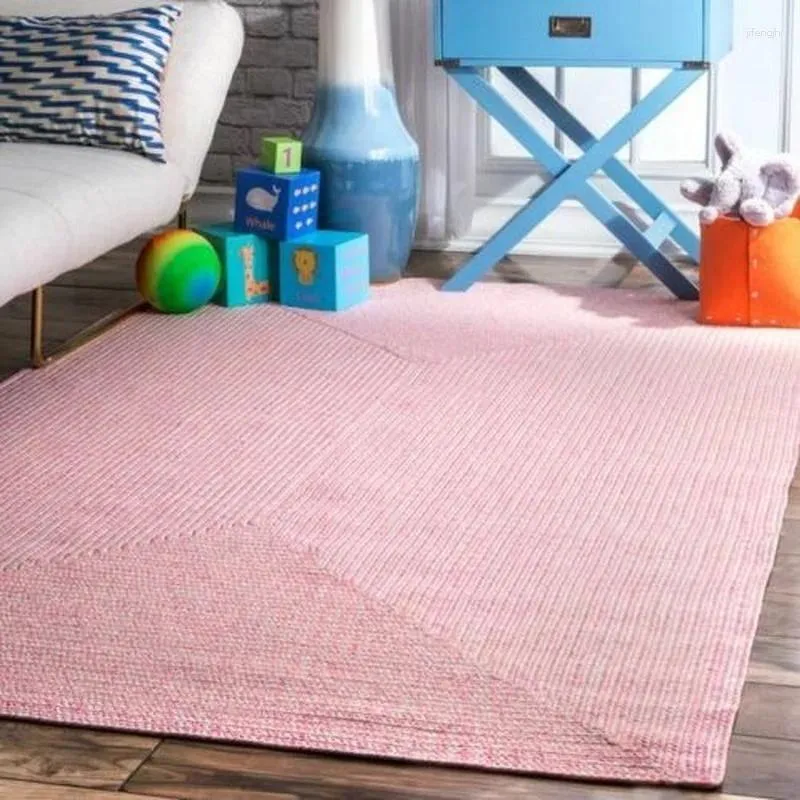 Tapis tressés rectangle de zone naturelle tapis de coton en soie en soie