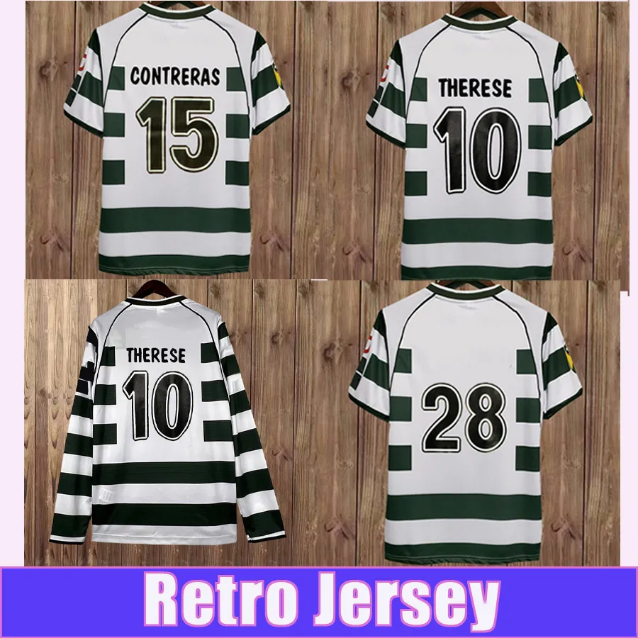 01 03 Heren retro voetbalshirts Therese Contreras Home Green White Football -shirts lange mouwen en korte mouwen futebol volwassen uniformen