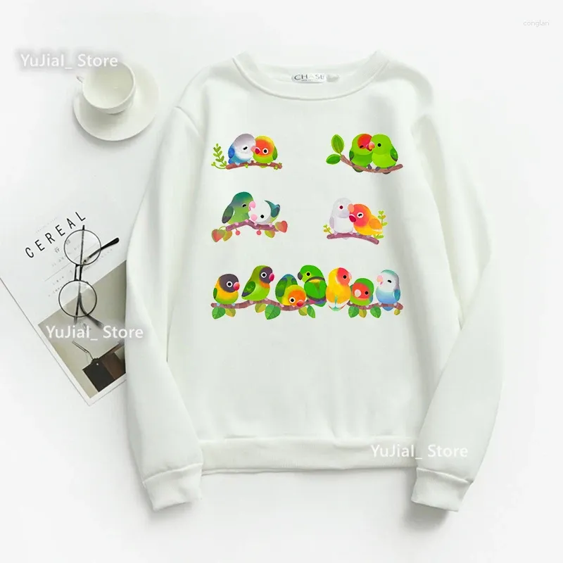 Sweat-shirts à sweats à sweats à sweats à aquarelle pour femmes à sweats à aquarelle pour les oiseaux aquarelle Familles Kawaii Femmes HARAJUKU Vêtements de mode Streetwear