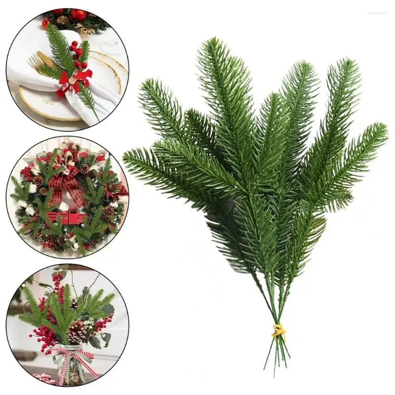 Decorative Flowers Faux Pine Branch 30 Realistic Artificial Branches For Diy Christmas Wreaths Home Decor Reusable Green Plants Supplies