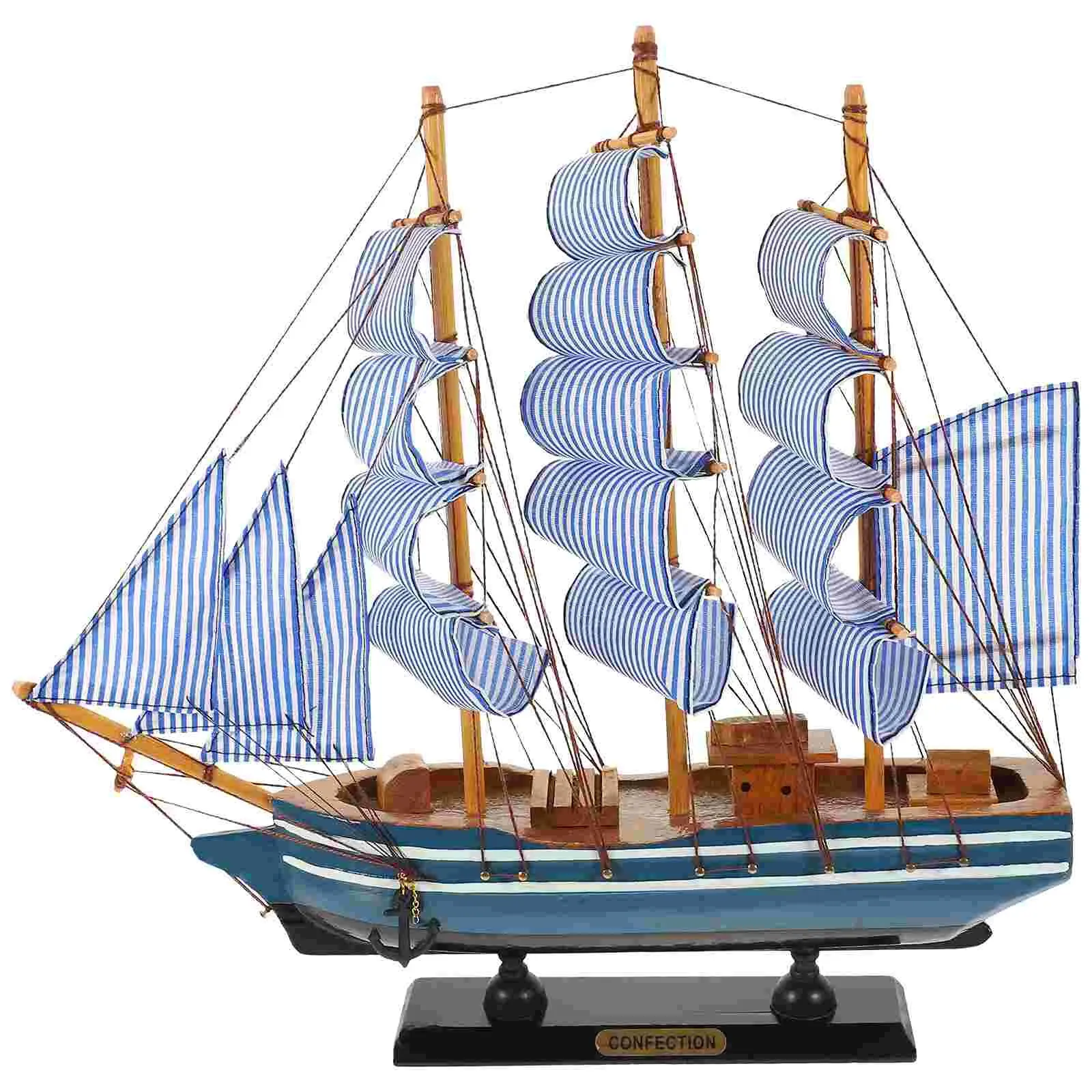 Sailboat al Table Decoration Model Wooden Ship Models Nautical Sailing Sculpture Boat Statue 240426