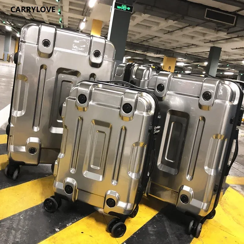 Bagaż przeniesienia Wysoka jakość bagażu 20/24/26/29 Rozmiar Space Gold PC Rolling Bagage Spinner Marka Walizka podróżna