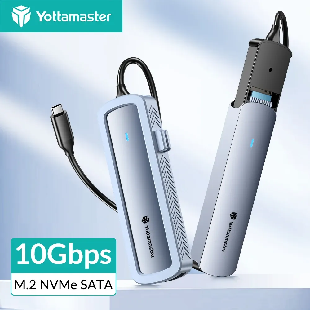 Kapsling Yottamaster M.2 SSD Case NVME M2 SATA NGFF Extern kapsling Adapter USB3.2 Typ C 10Gbps Dual Protocol Hard Drive Storage Box