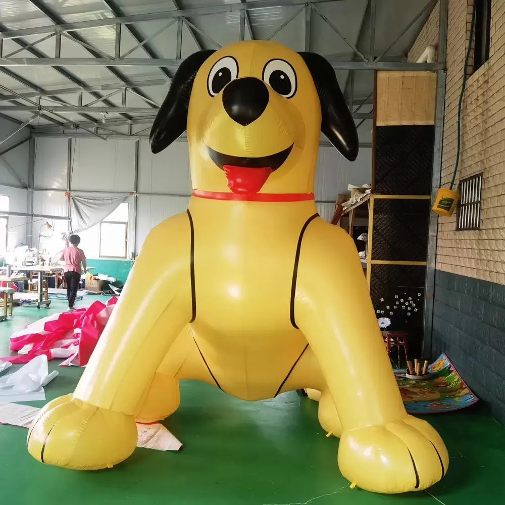 Partihandel evenemangsdekoration stor uppblåsbar gul docute hund maskot djurtecknad modell