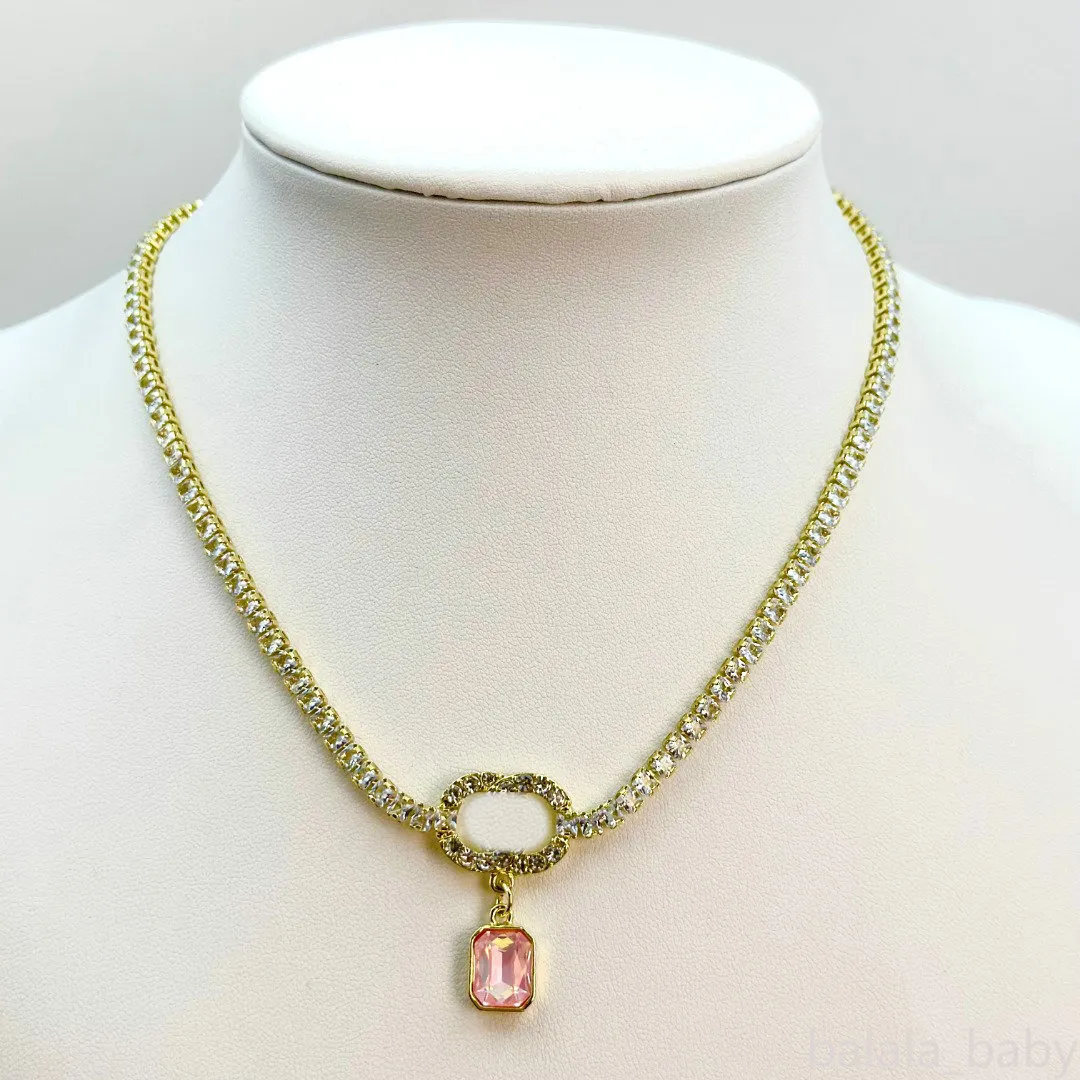 Дизайнерская хокерская цепь розовые подвесные ожерелья бриллиантов Женщины ювелирные аксессуары любит подарок