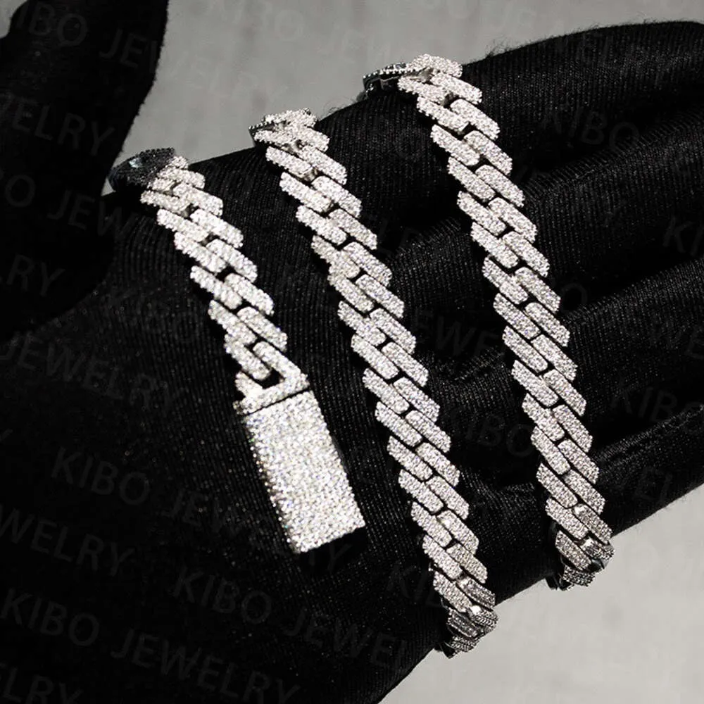 Hurtowa cena Hiphop Jewelry Factory 925 Srebrny Hip Hope Out Vvs Moissanite Diamond 8 mm Cuban Link Chain