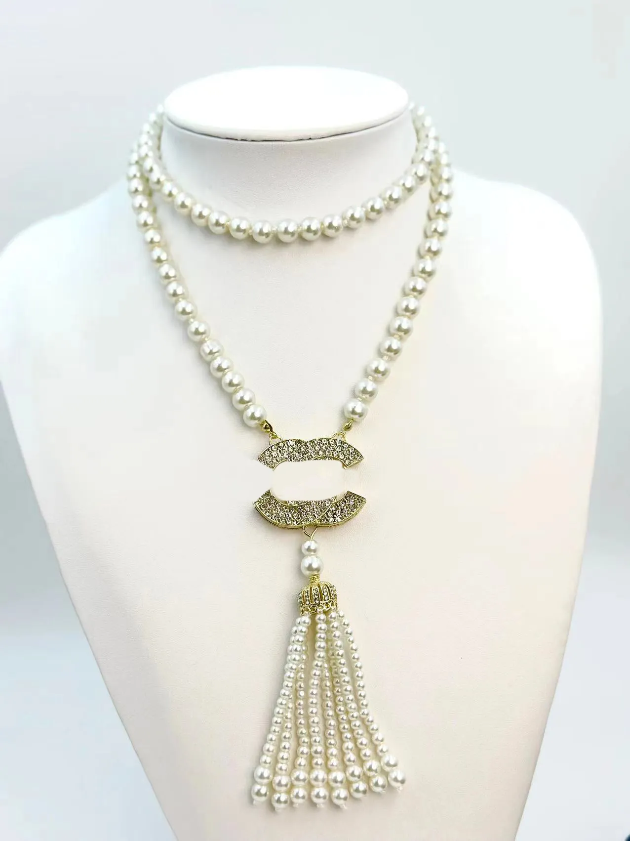 20style Luxury 18K Gold Plated Brand Designer Retro Tassel Necklaces Titanium steel Letter Diamond insert Choker Necklace Jewelry High Quality