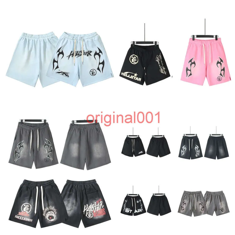 Shorts Hellstar Shorts Designer Shorts Summer Summer Moda Shorts Hell Star Menções Casuais Casuais Rua High Street Loose Retro Lavagem de esportes casuais Quinto shorts io