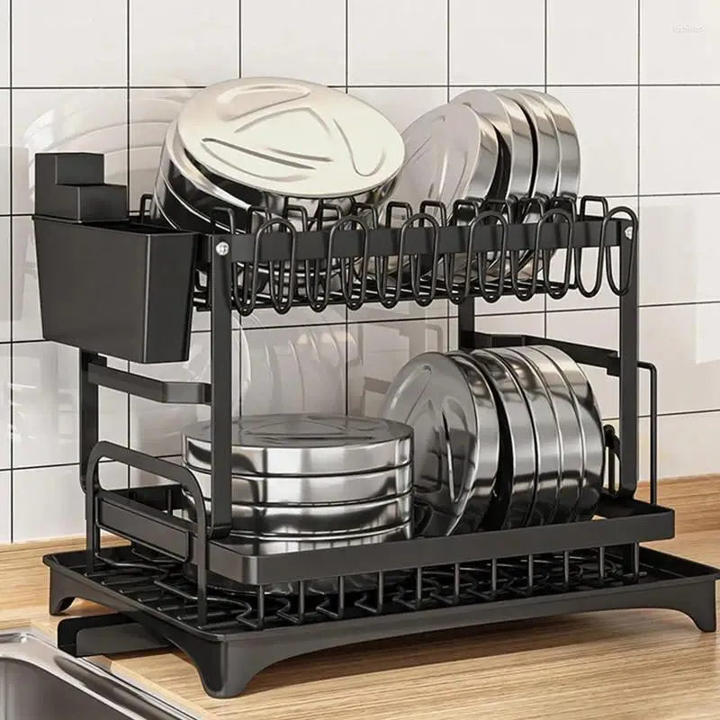 Kitchen Storage Dish Organizer Rack Multifunctional Rust-Proof Carbon Steel Preparedness Filter Durable For Counter