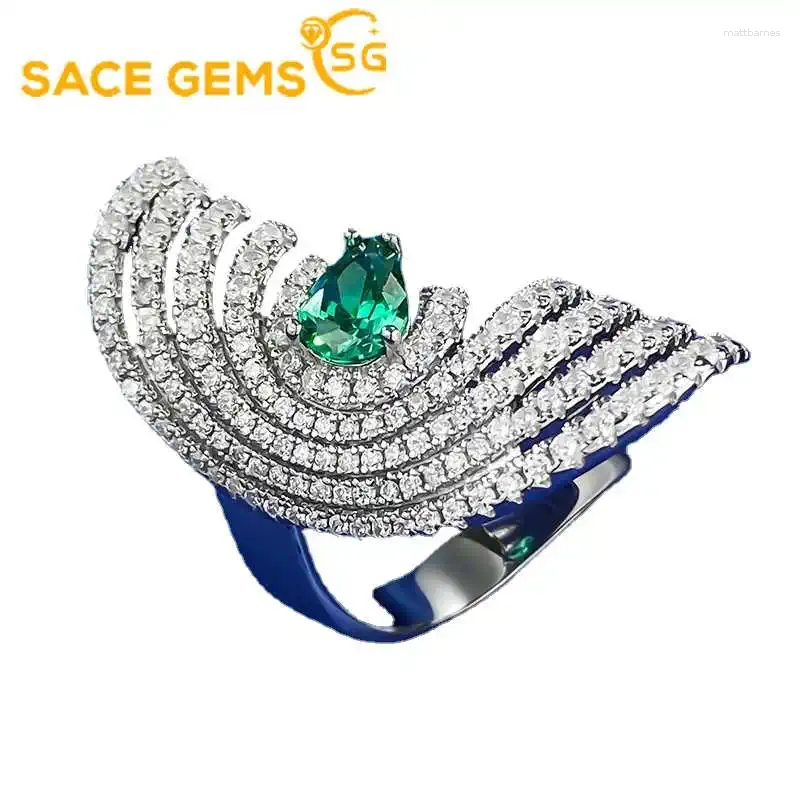 Cluster Rings Sace Gems Aankomst Trend 925 Sterling Silver 5 7mm Emerald For Women Engagement Cocktail Party sieraden Gift