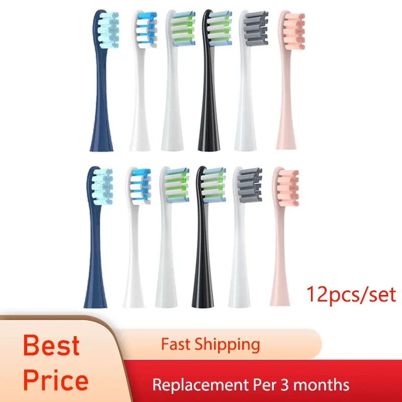 Têtes 12pcs pour oclean x / x pro / z1 / f1 / one / air 2 / se brosse à dents électrique nettoyage de nettoyage pour les adultes