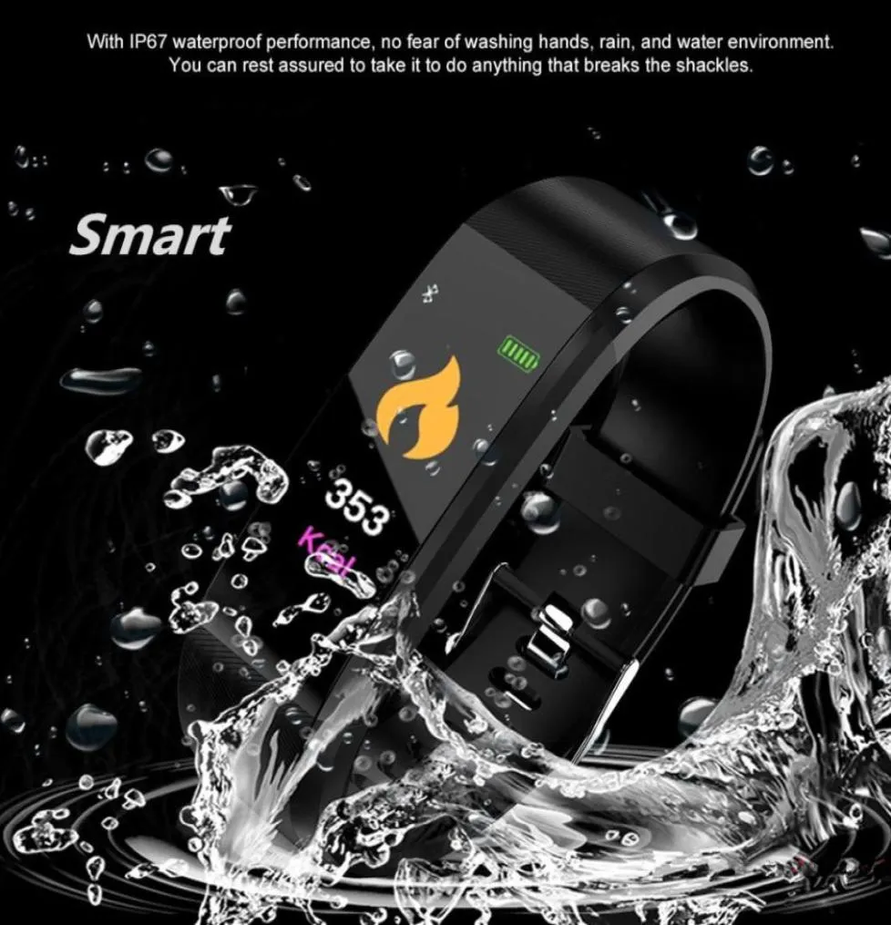 115 Plus Bluetooth Smart Watch Rate Litness Tracker ضغط الدم Wristwatch سوار Smart Sports Sports لنظام Android I6372444