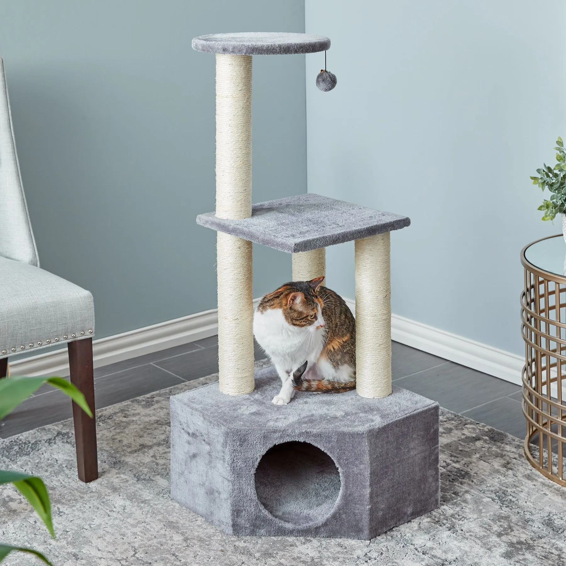 Save Big on Bulk Double Cat Tree Small Cat Condo, Cat Tree For Small  Spaces: In Plush Multi Level Cat Activity Center With Condo, Grey  Best