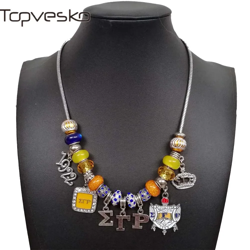 Necklaces Greek Sorority letters SGR Pendant statement rhinestone Sigma Gamma Rho choker DIY charm Necklace Jewelry