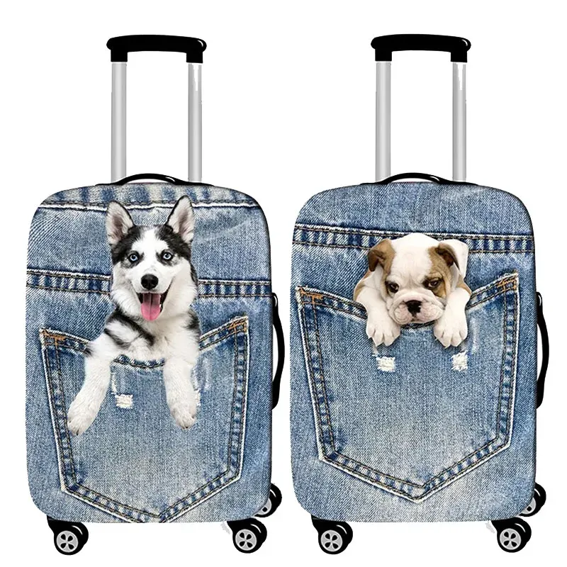 Tillbehör Pocket Dog Bagage Cover Thick Denim Bagage Protective Cover1832 Inch Trolley Case Fascase Damm Cover Travel Accessories
