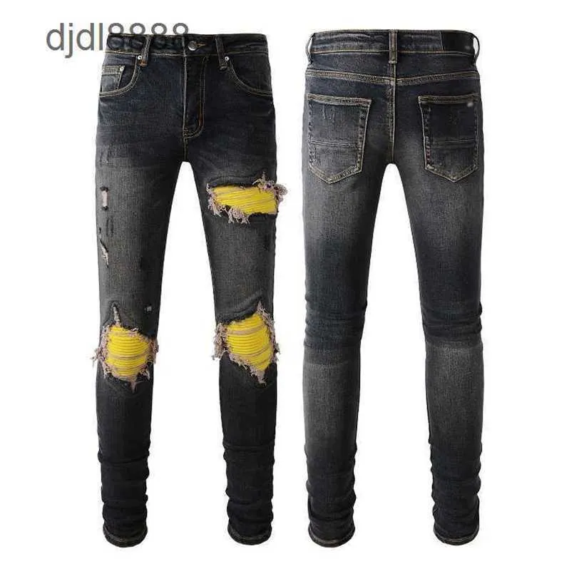Hot Sales Men Jeans Hole Clel Blue Cinzento escuro Itália Mans Long calça calça calça de rua jea
