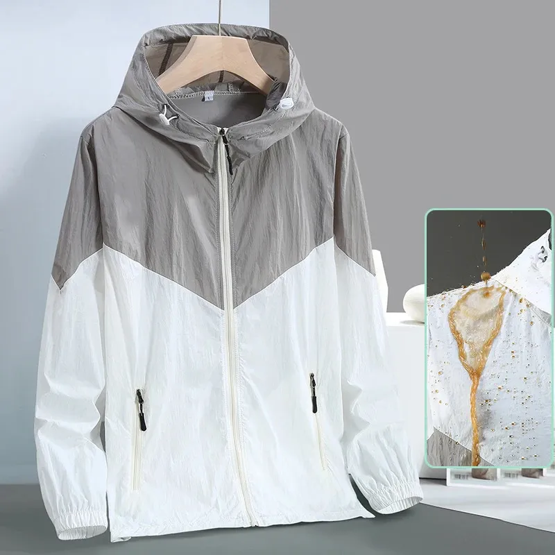 Plus Size S-7xl Men Summer Coat Hooded 2024 Fashion Waterproof Mens Windbreaker Ultrathin Breattable Sunscreen Jacket 240420