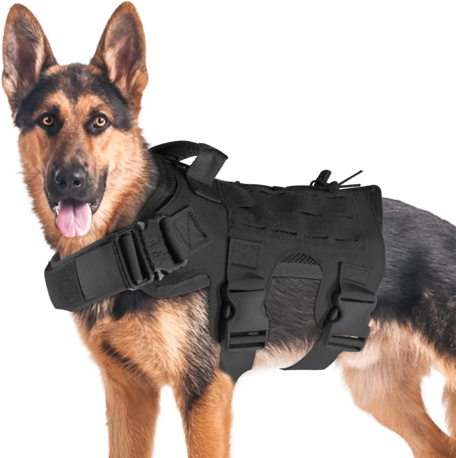 Tactical Dog Harness For Small Dogs - Waterproof, Molle System, No-Pull Front & Back Clips, Heavy Duty With Metal Buckles
