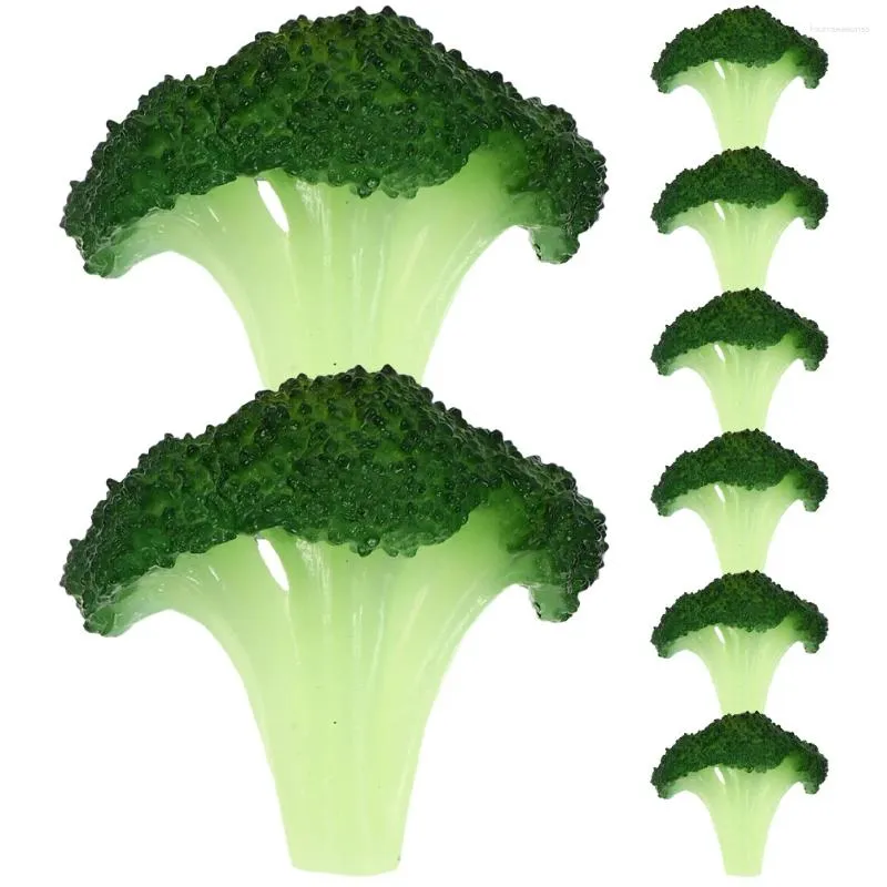 Fleurs décoratives 8 PCS Décoration de cuisine pour enfants Simulate Vegetable Broccoli Slice Decorations Artificial Plastic Pvc Fake Plant