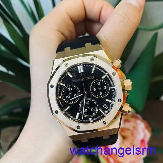 AP Polshorwatch Chronograph Mens Royal Oak Series 26240or Rose Gold Black Belt Mens Fashion Leisure Business Sports Back Transparant Mechanical Watch