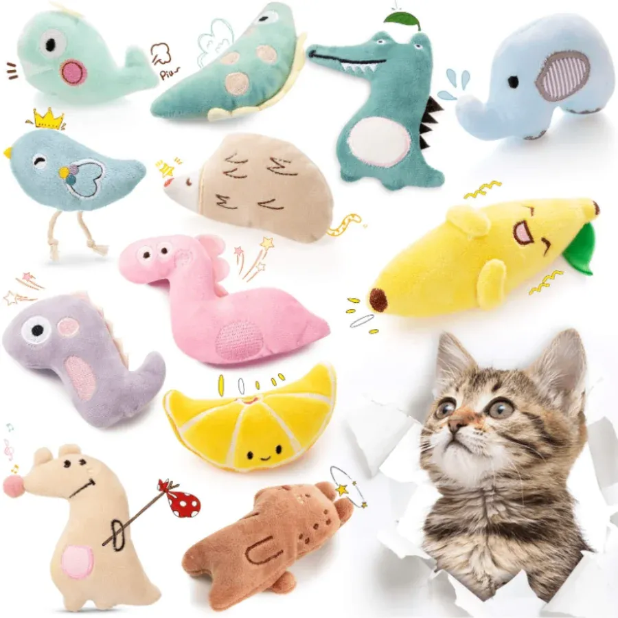 Toys Pet Molar Bite Toy Cartoon Animal en peluche mignon Cat Cat Cat mousse