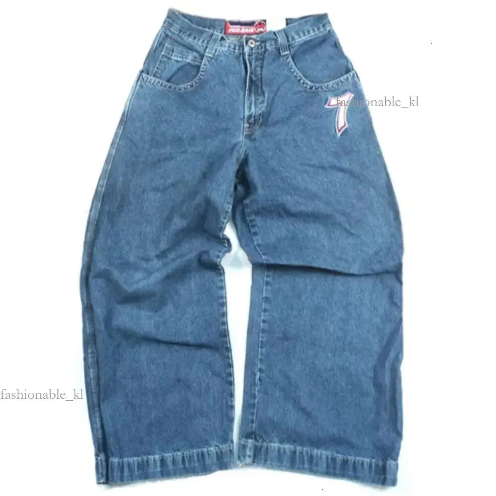 Jnco Jeans Y2K Designer Mens Hip Hop Dice Grafische Geborduurde baggy jeans retro blauwe broek Harajuku Gotic High Tailed brede broek Jncos Jeans 296